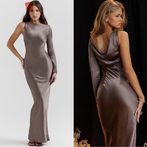 House of CB 'Catiana' Smoke One Sleeve Maxi Dress - Picture 1 of 12